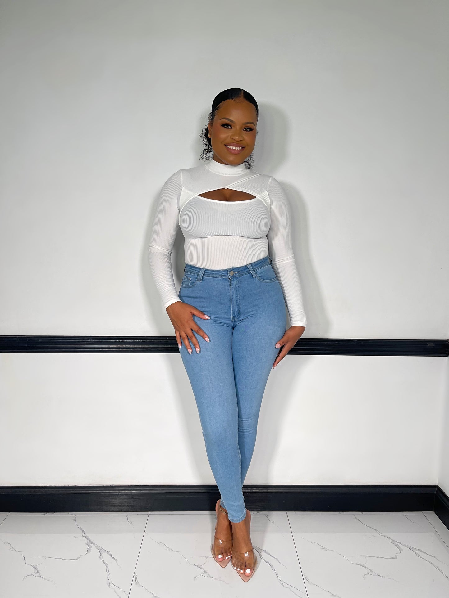 Yasmin High Waist Skinny Jeans-Light Blue