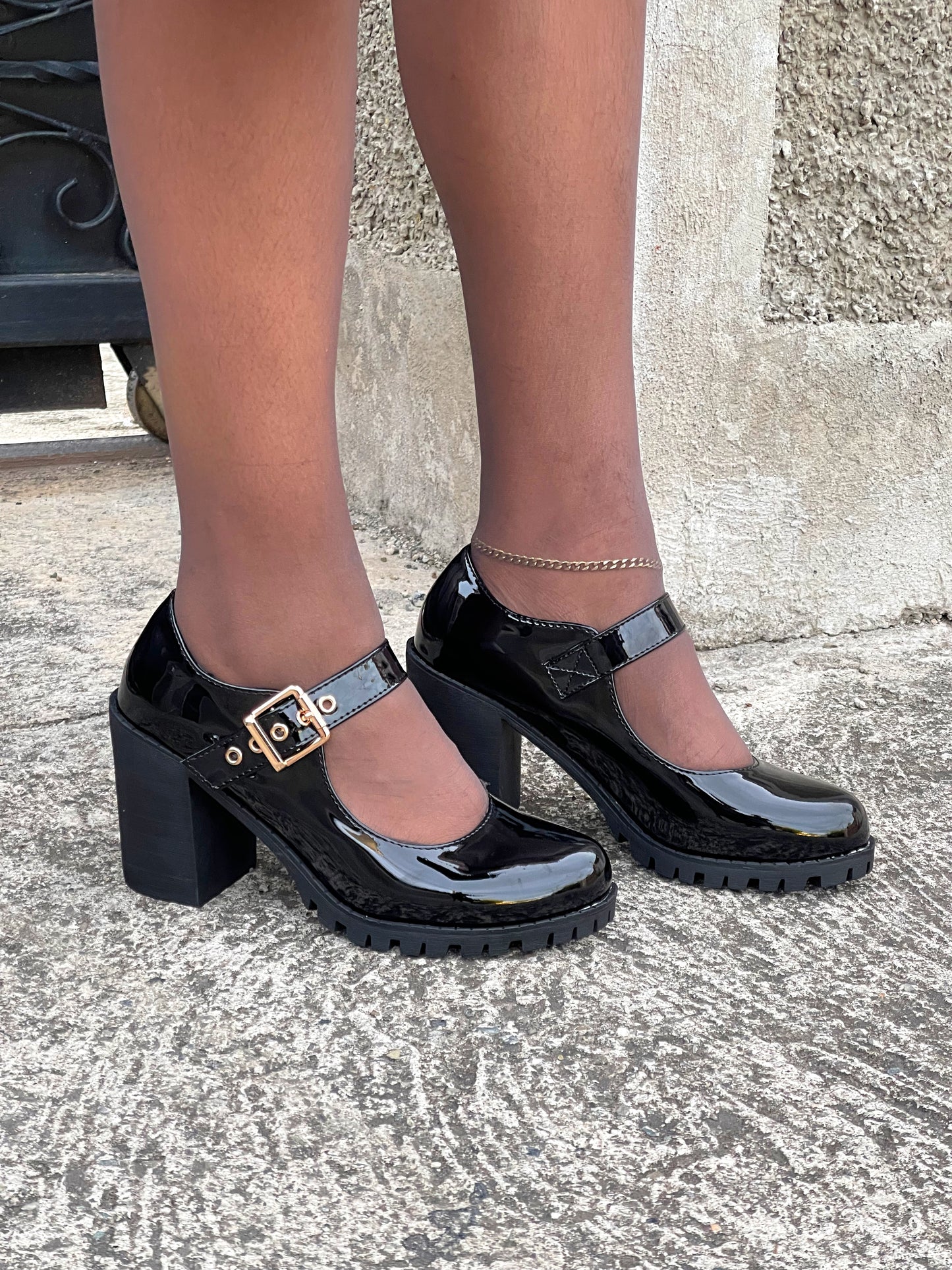 Boss Babe Platform Buckled Loafers Heels-Plain Black(Restocked)