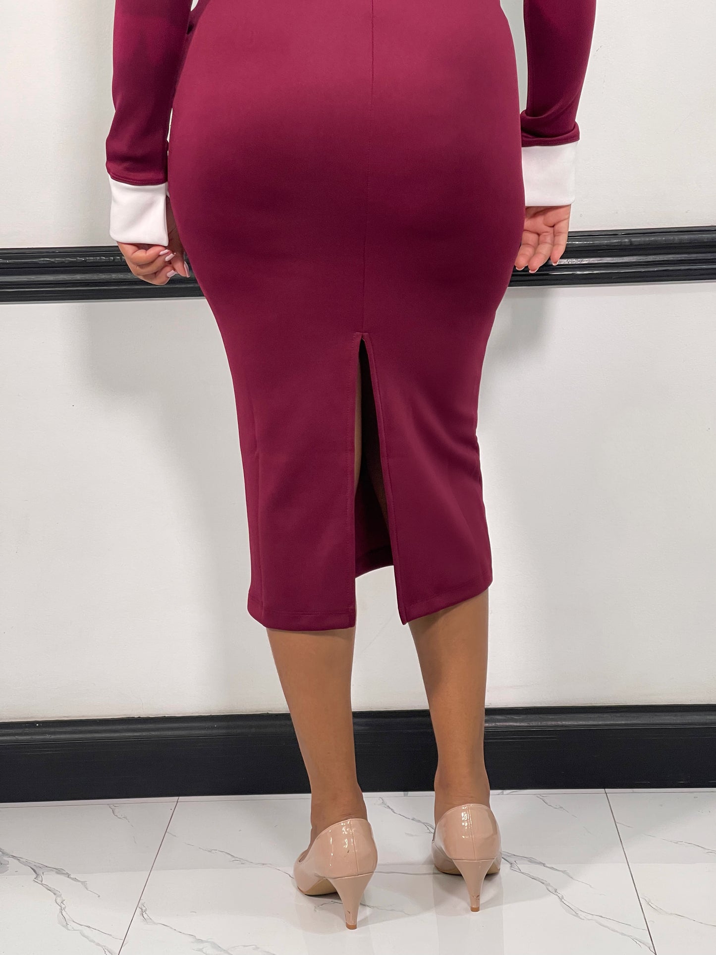 Elise Midi Dress-Burgundy