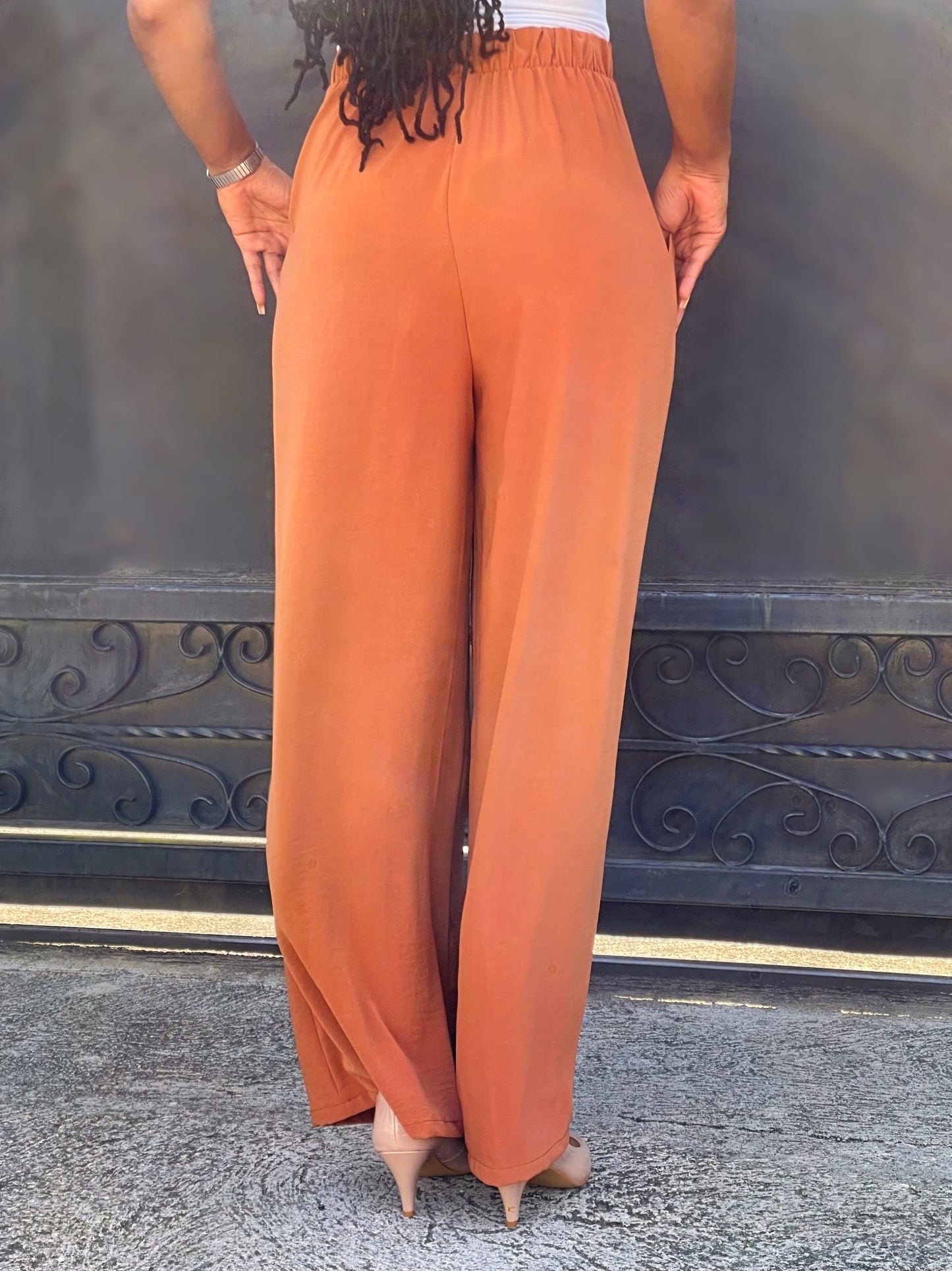 Celeste High-rise Wide Pants-Camel