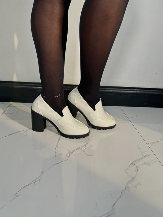 Boss Babe Platform Loafers Heels-White