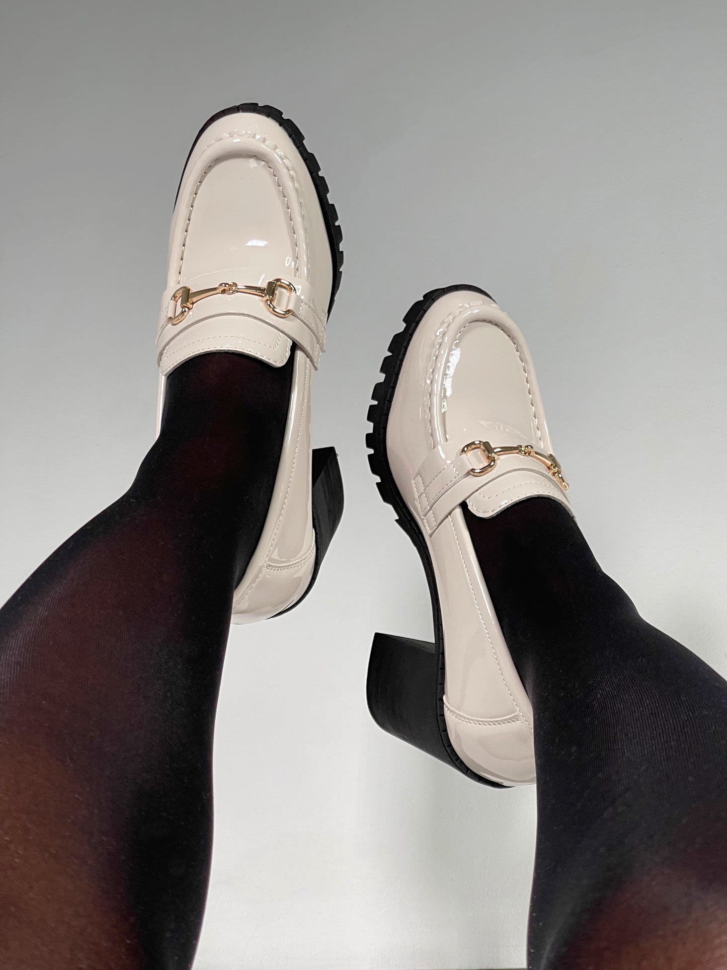 Boss Babe Platform Loafers Heels-Biege