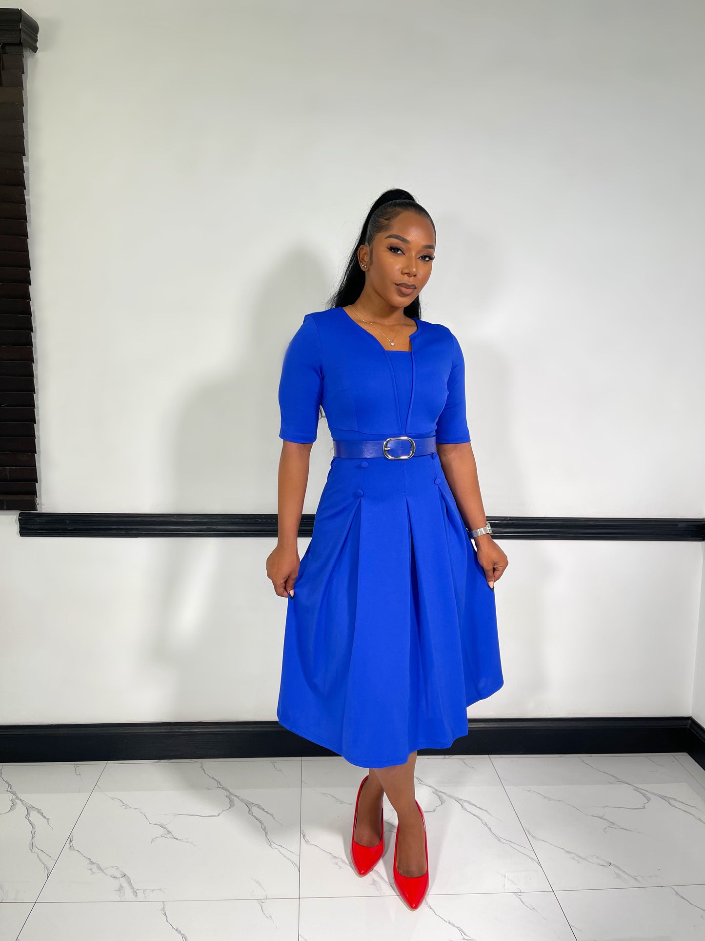 The CEO Style Midi Dress-Blue - Impoze Style™
