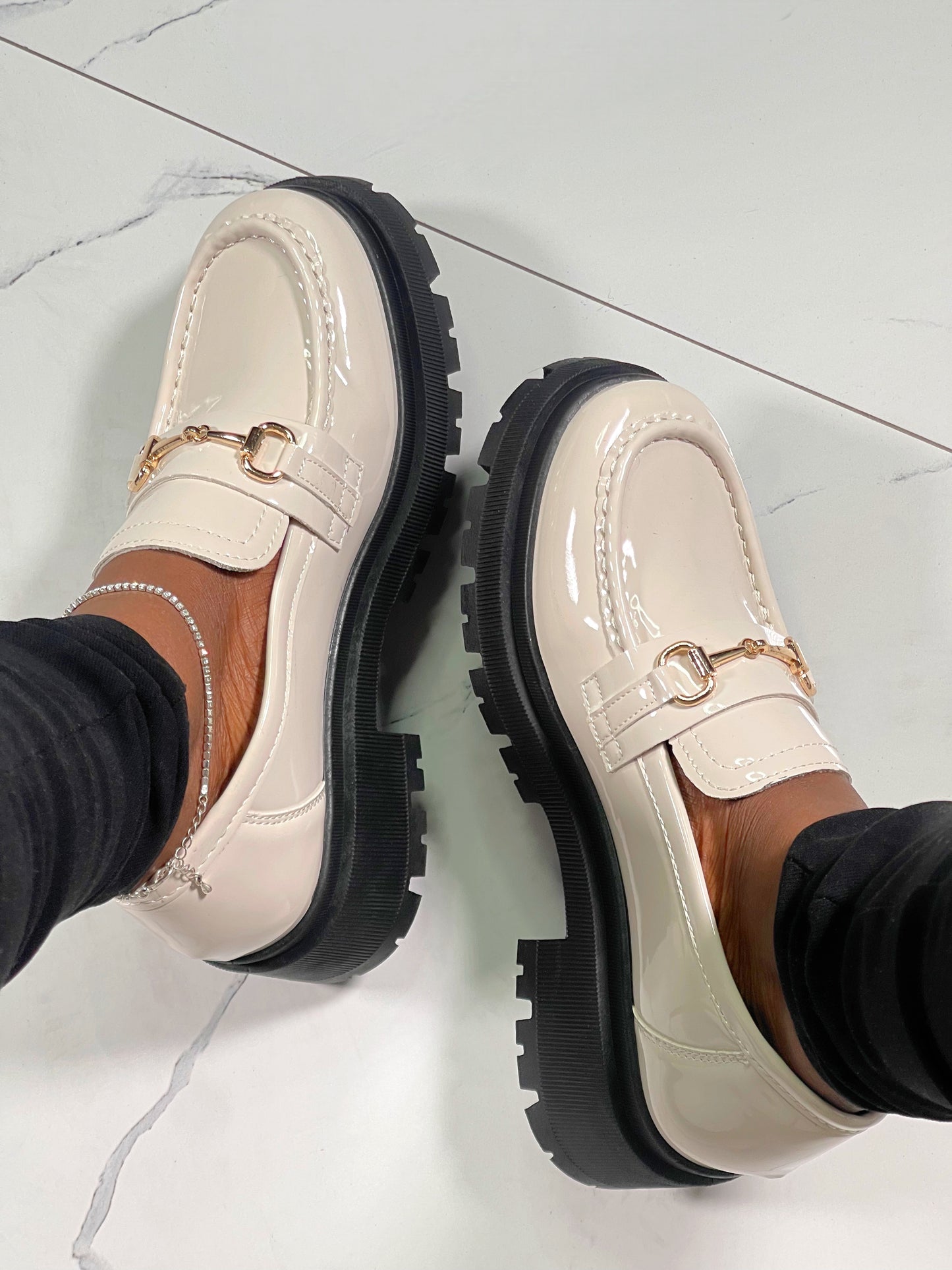 Boss Babe Platform Loafers-Beige - Impoze Style™