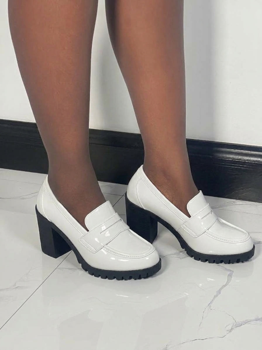 Boss Babe Platform Loafers Heels-White(Pre-order)