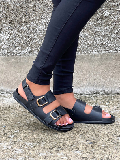 Oslo Buckle Sandal-Black