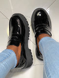 Boss Babe Platform Loafers II-Plain Black