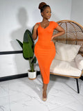 Sandra Slit Maxi Dress-Orange - Impoze Style™