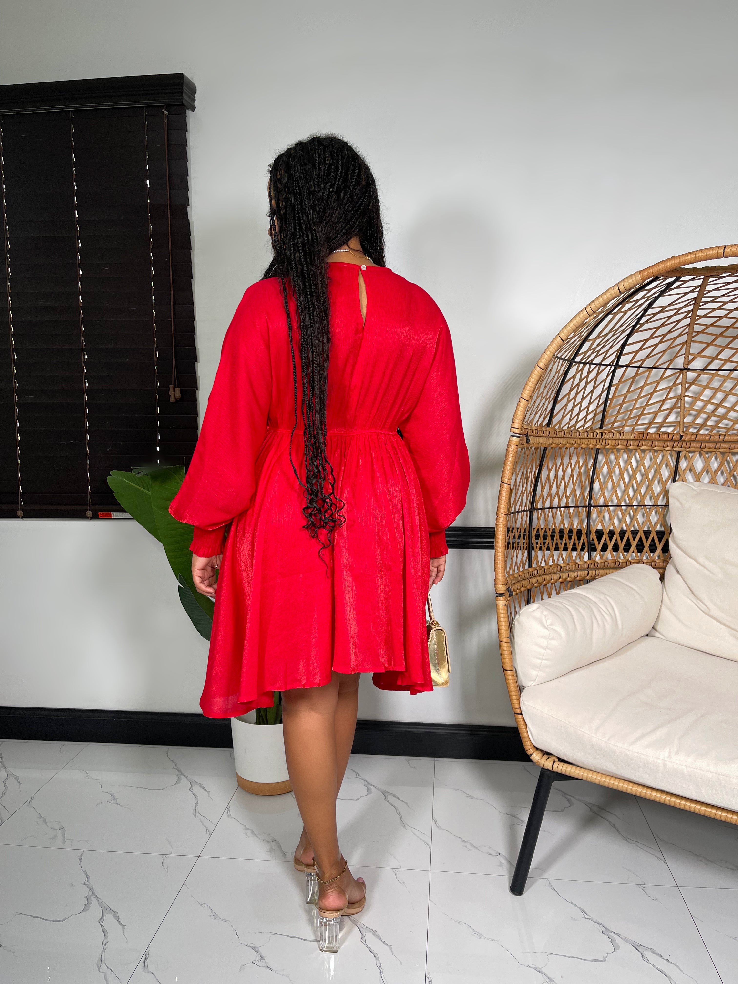 Kayla Shimmer Dress-Red - Impoze Style™