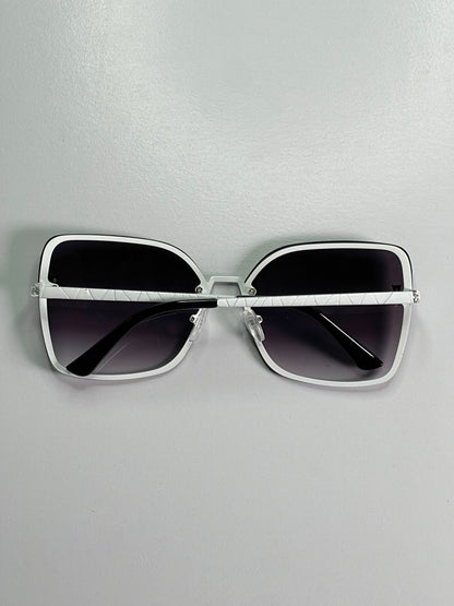 Bee Emblem Butterfly Sunglasses-White