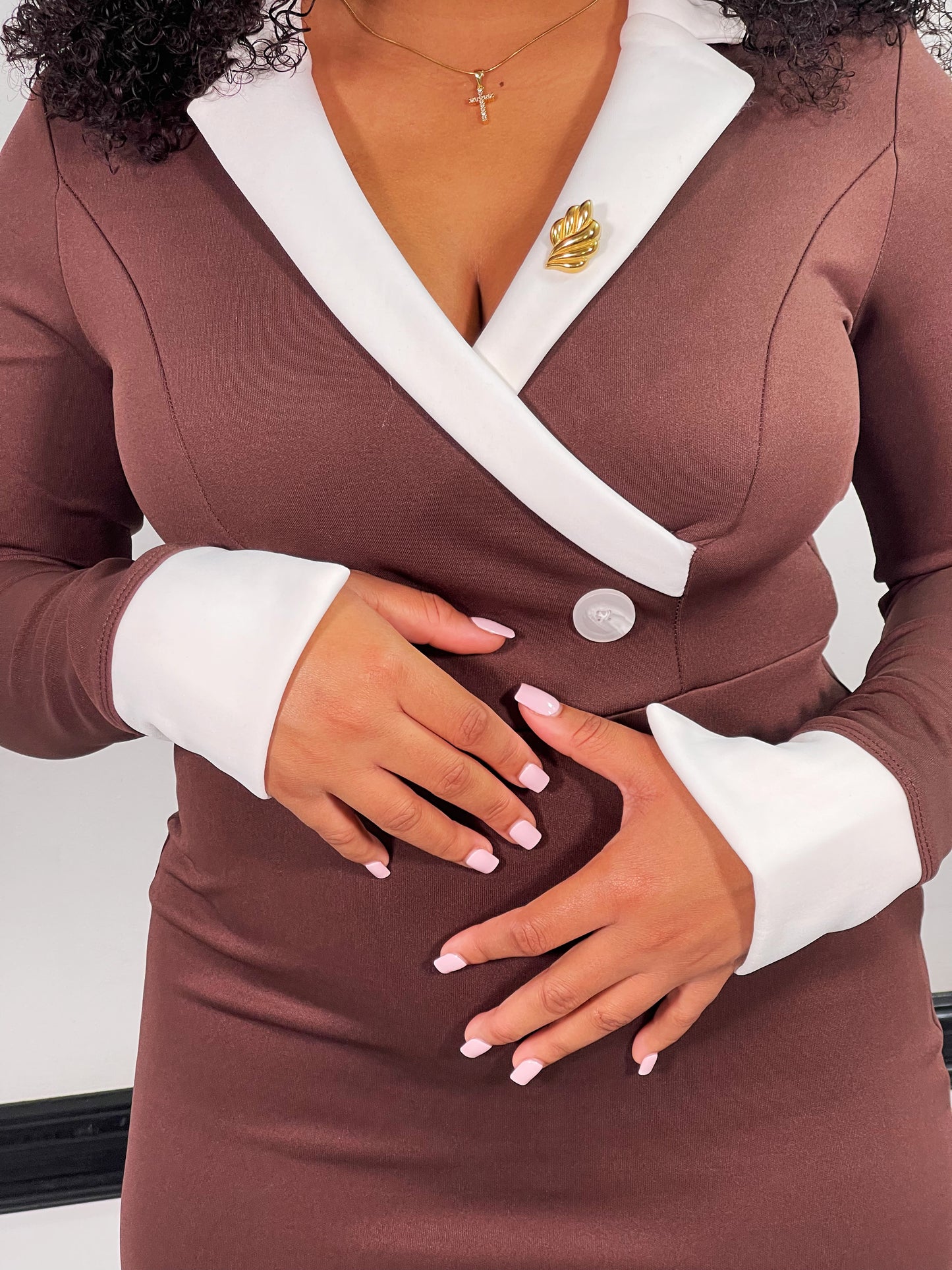 Elise Midi Dress-Brown