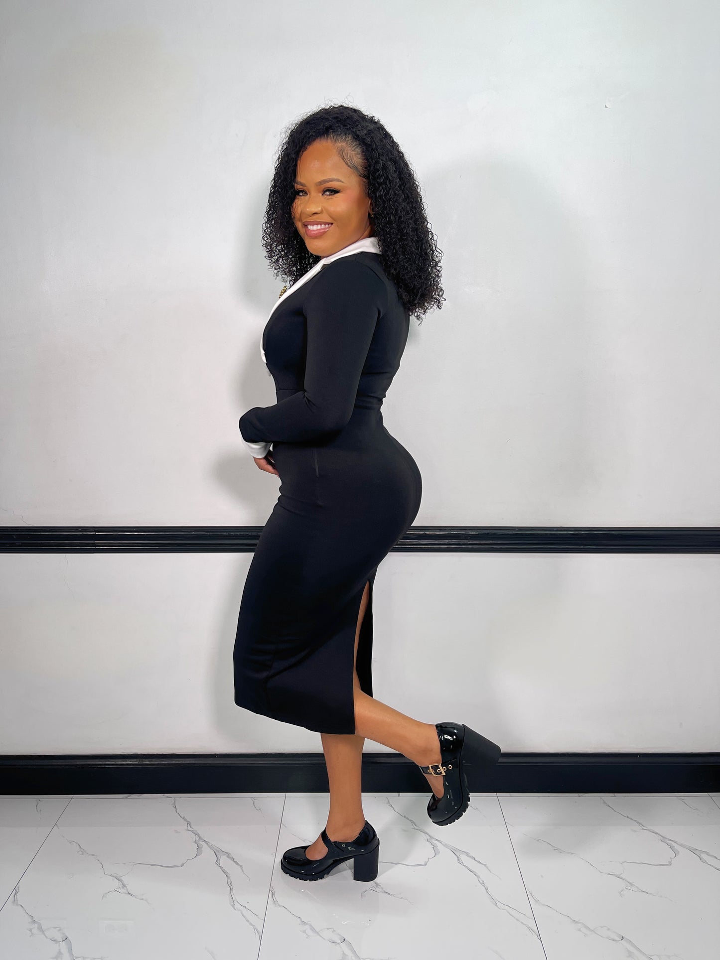 Elise Midi Dress-Black