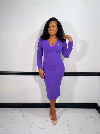 Margaret Midi Dress- Purple