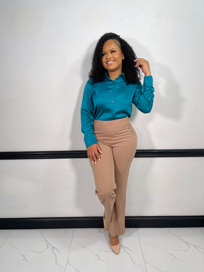 Mylaha Wide Leg Pants-Mocha