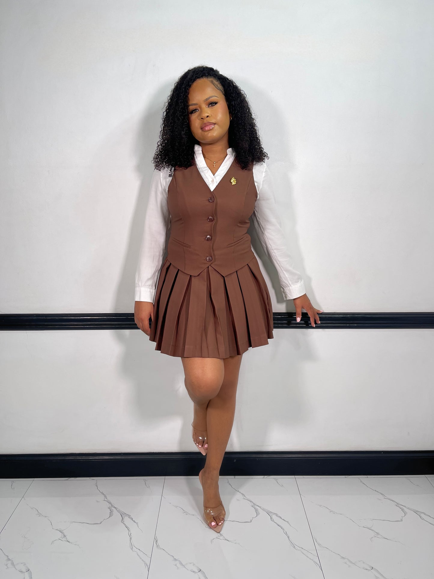 Selene Mini Dress-Brown