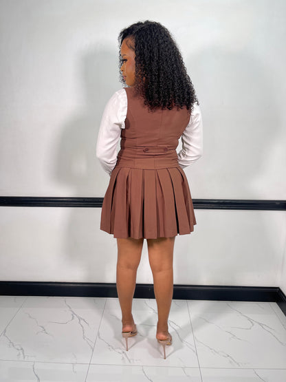 Selene Mini Dress-Brown