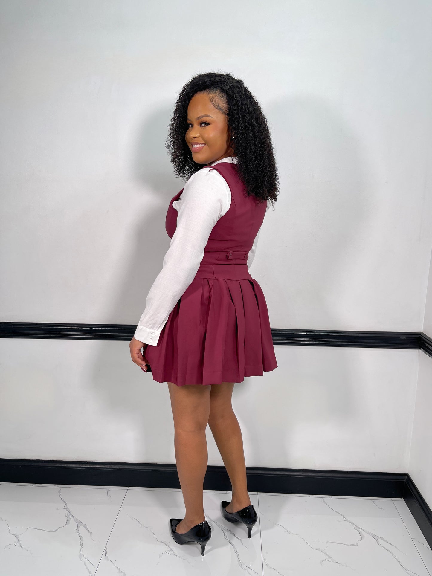 Selene Mini Dress-Wine