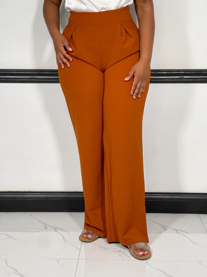 Mylah Wide Leg Pants-Rust - Impoze Style™