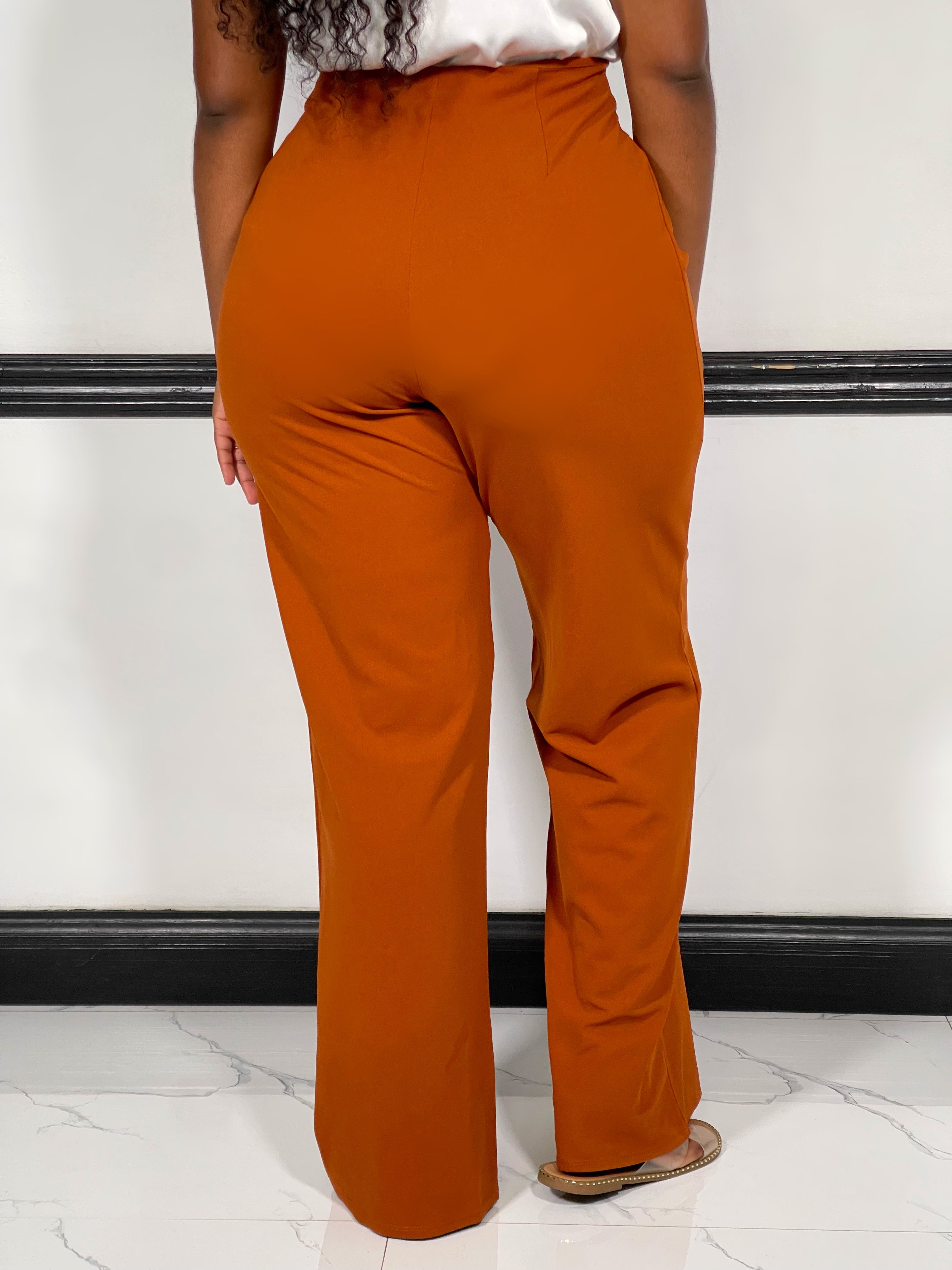Mylah Wide Leg Pants-Rust - Impoze Style™