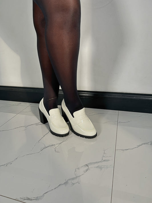 Boss Babe Platform Loafers Heels-White