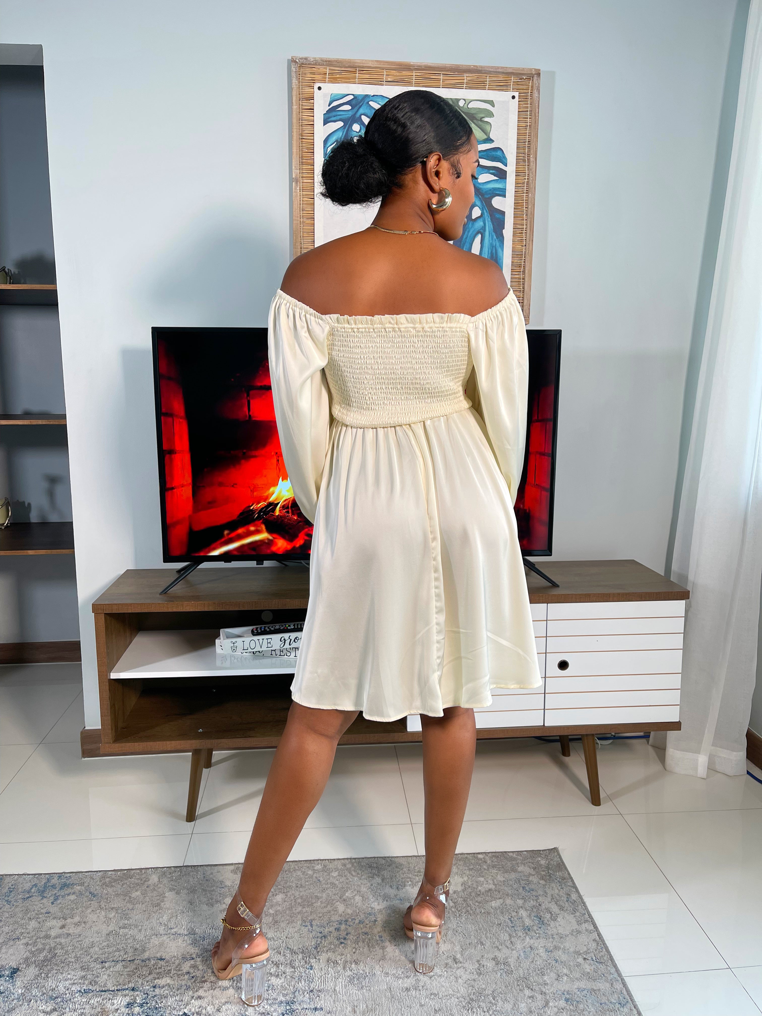 Naomi Satin Dress-Ivory - Impoze Style™
