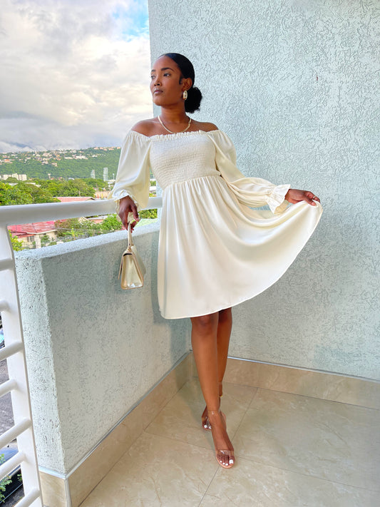 Naomi Satin Dress-Ivory - Impoze Style™