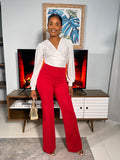 Beth High Waisted Dress Pants-Red - Impoze Style™