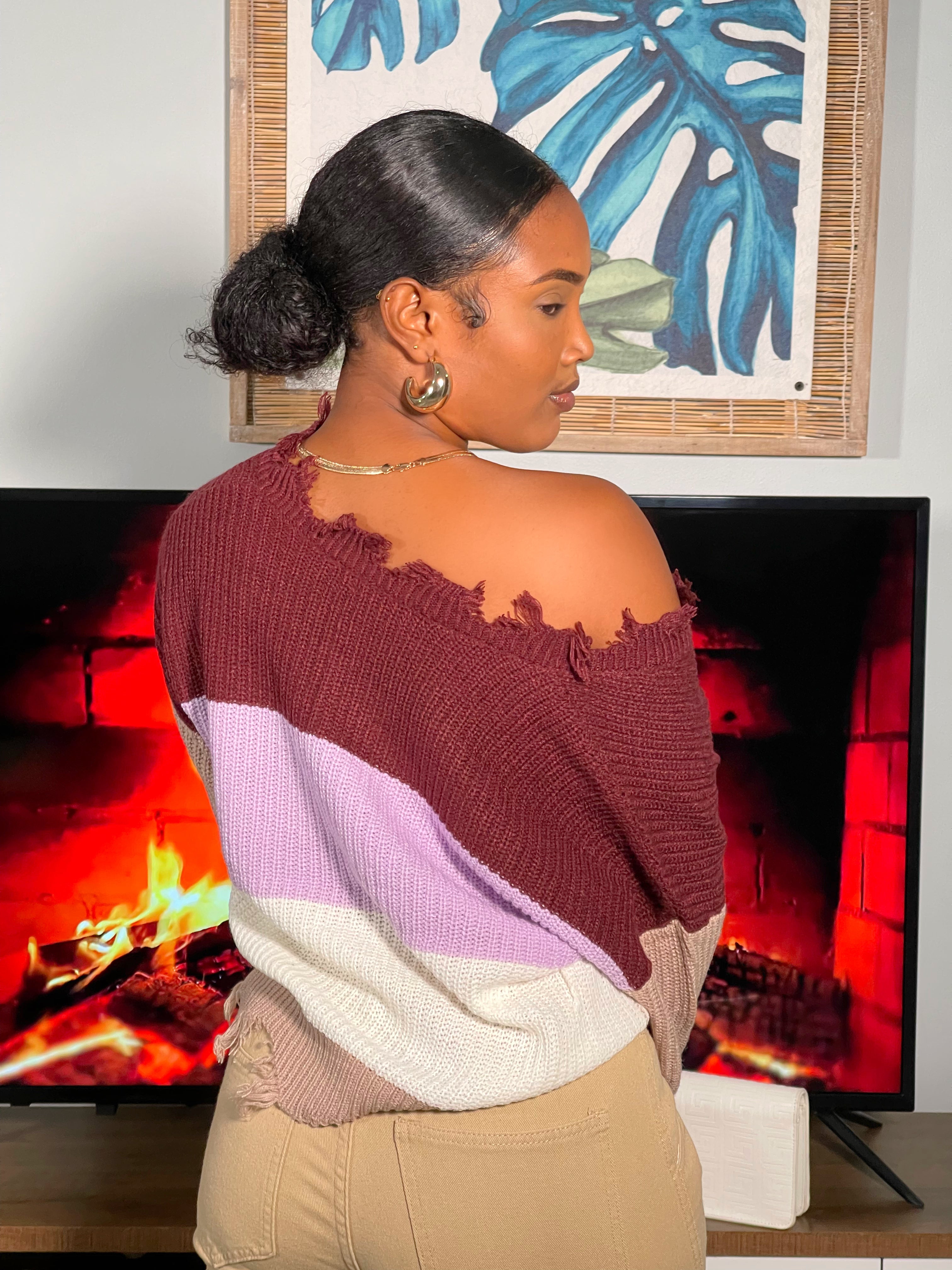 Antonia Sweater Top-Burgundy - Impoze Style™