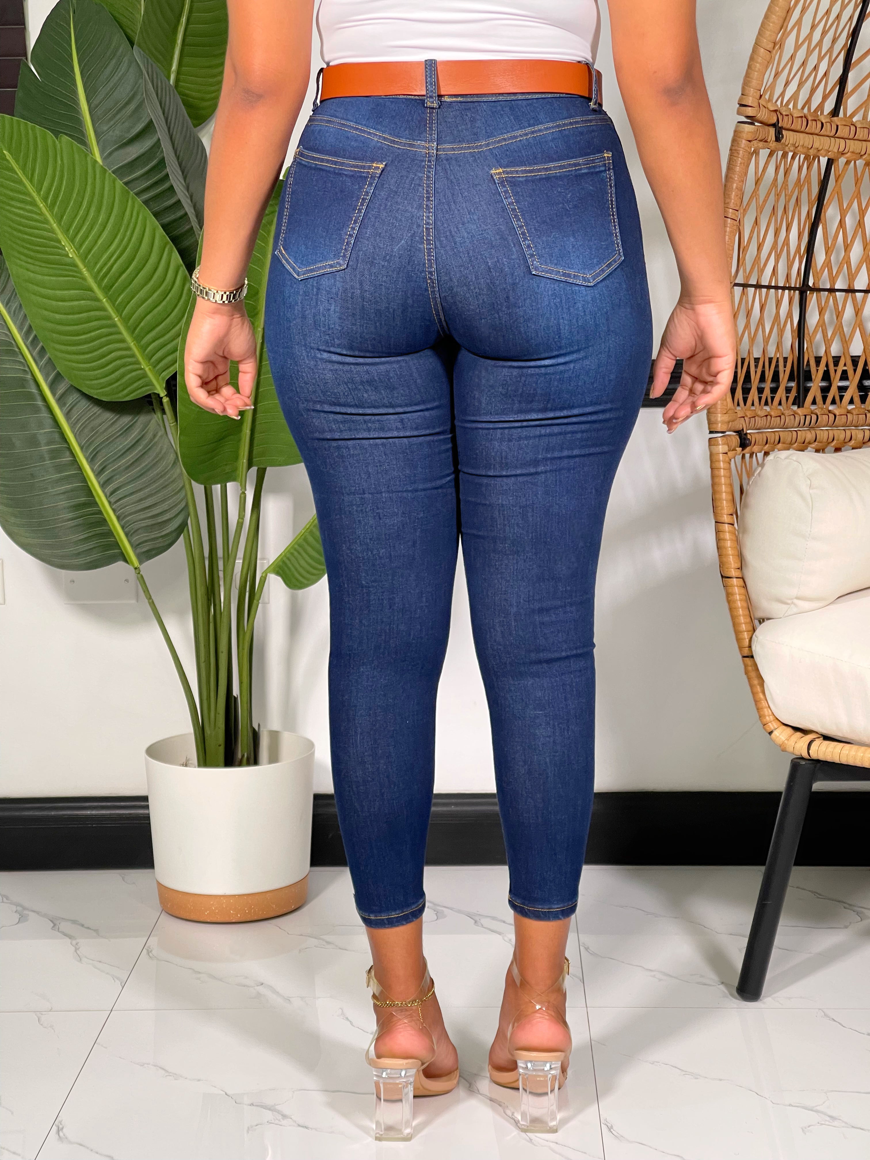 Kiki High Waist Skinny Jeans-NDark Blue - Impoze Style™