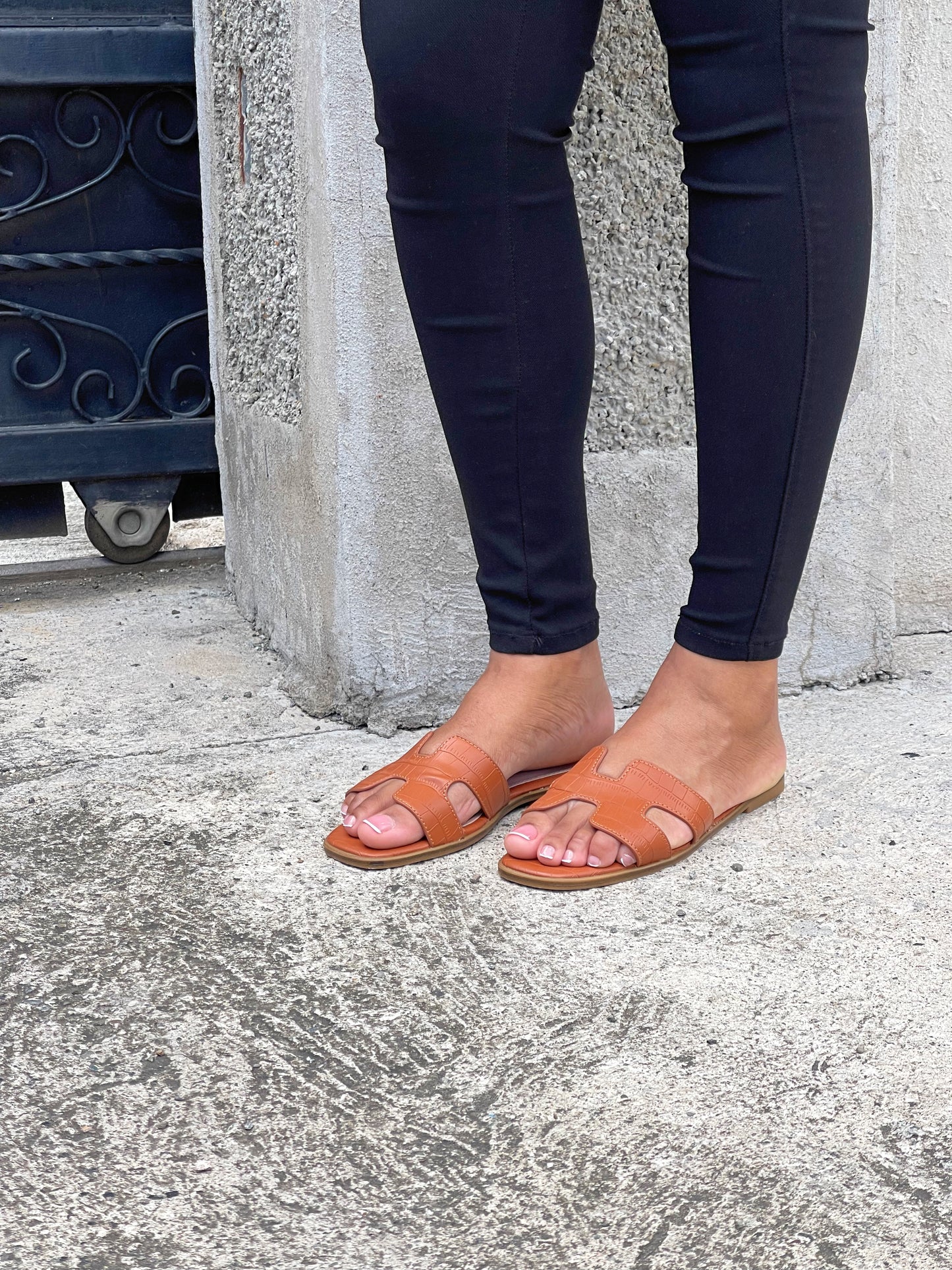 Paris Slip on Sandals-Tan/Croc