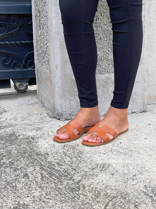 Paris Slip on Sandals-Tan/Croc