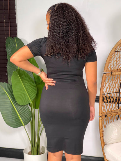 Ava Chic Midi Dress-Black - Impoze Style™