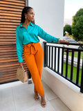Knot Your Girl Pants-Dried Tangerine
