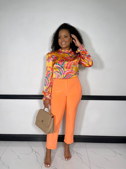 Corporate Chic Pintuck Pants-Orange - Impoze Style™