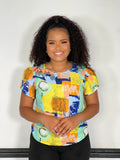 Suzan Abstract Print Top-Blue - Impoze Style™