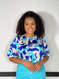 Magnolia Abstract Top-Blue - Impoze Style™