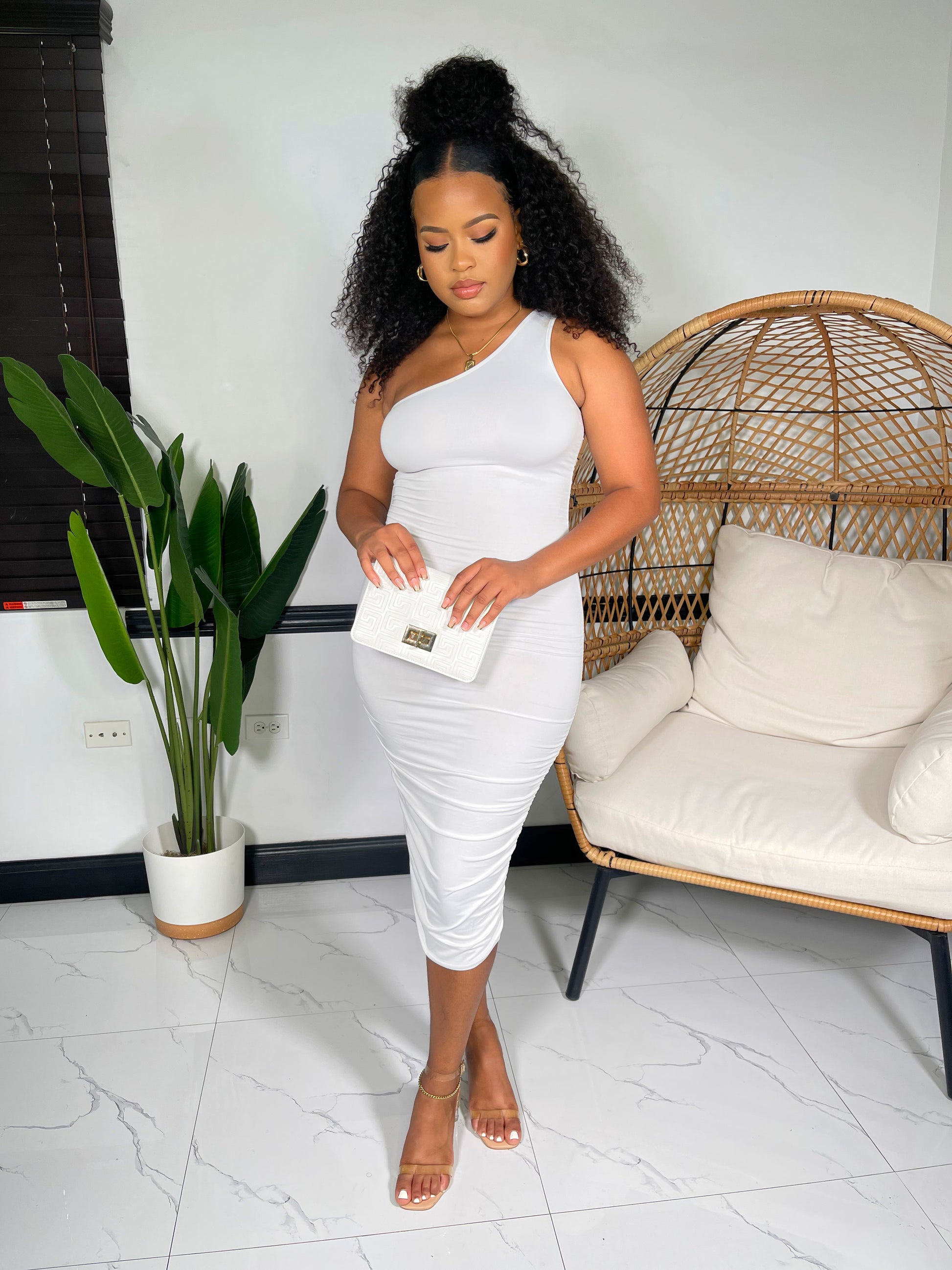 Kallan Midi Bodycon Dress-White - Impoze Style™