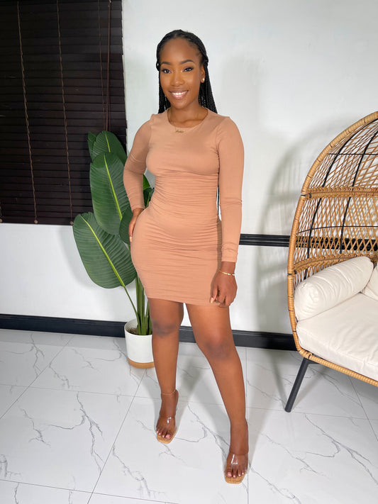 Jordyn Layered Midi Dress- Creamy Cafe - Impoze Style™