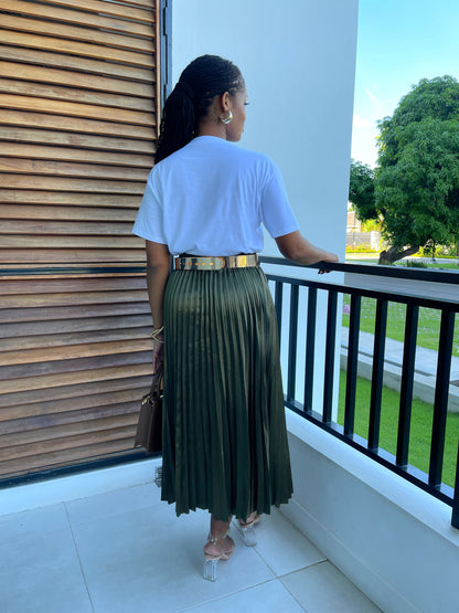 Finding My Way Satin Maxi Skirt-Olive - Impoze Style™