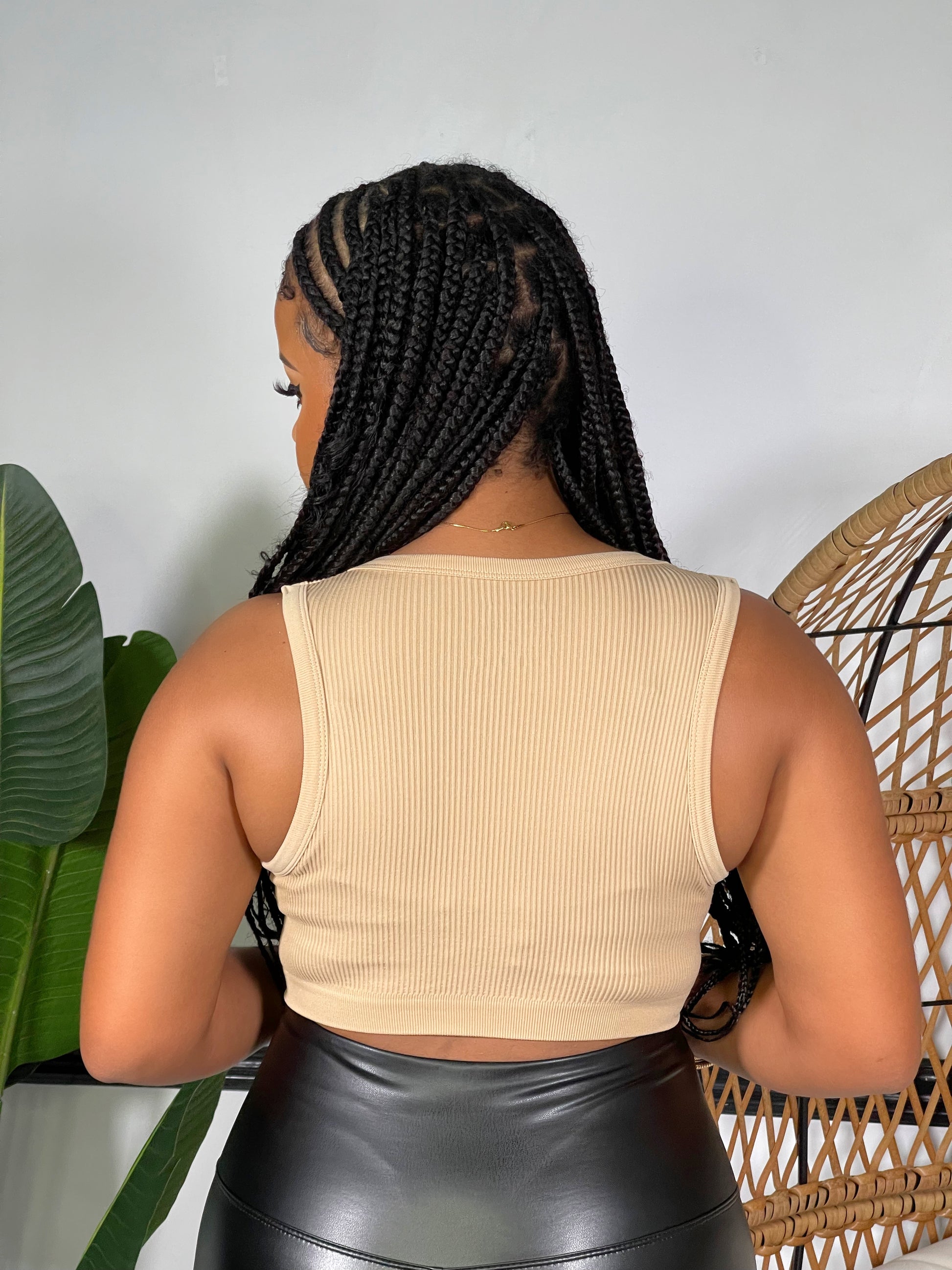 Tia Ribbed Crop Seamless Tank Top-Desert - Impoze Style™