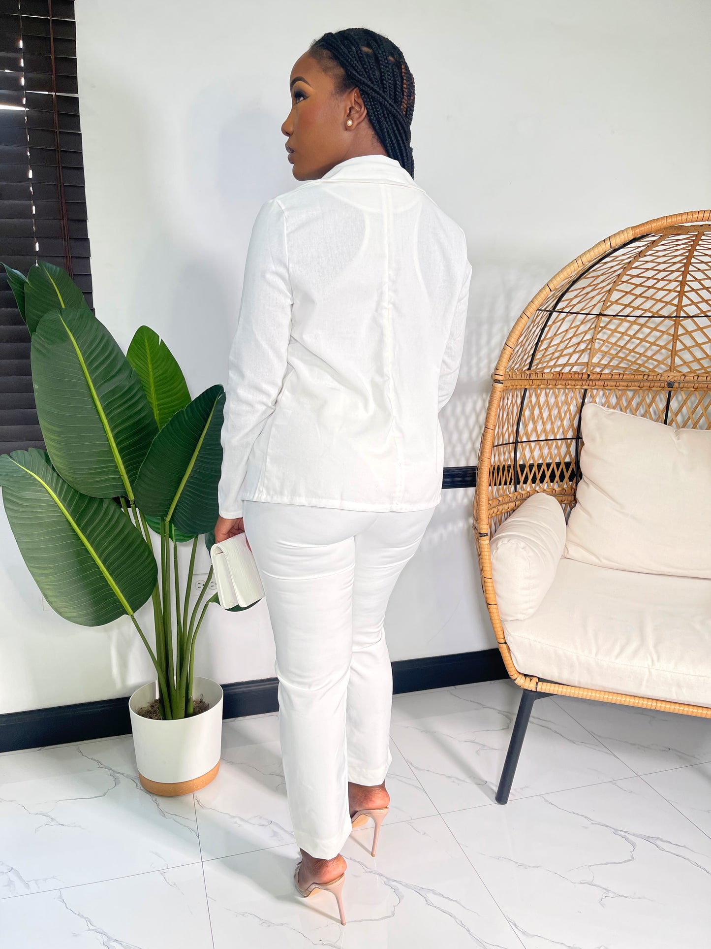 Elegance Edge Blazer Jacket-Off White - Impoze Style™