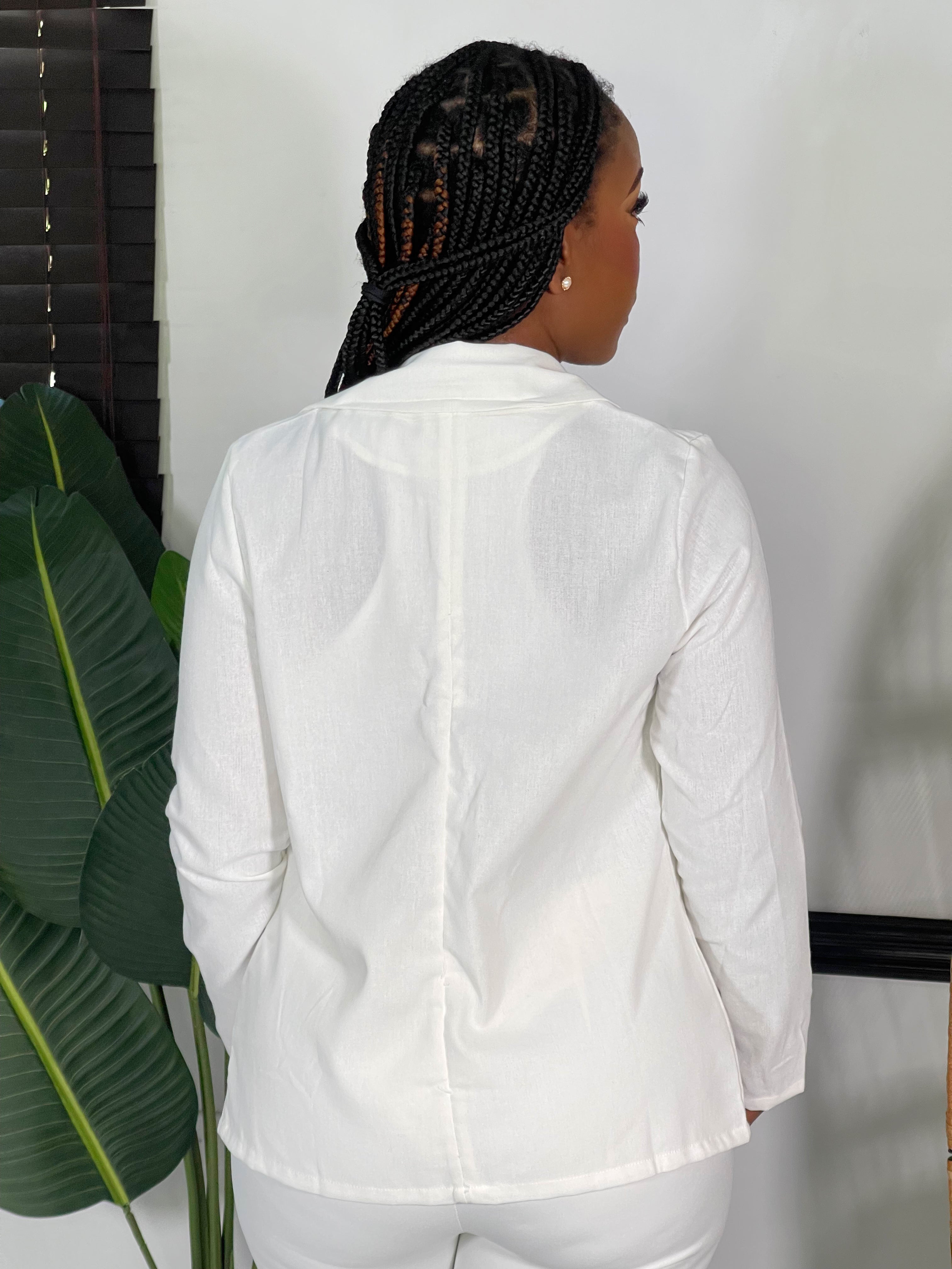 Elegance Edge Blazer Jacket-Off White - Impoze Style™