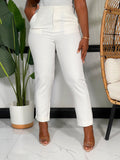 Lola High-Rise Solid Slit Pants-Off White