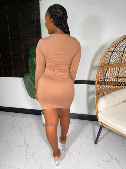 Jordyn Layered Midi Dress- Creamy Cafe - Impoze Style™