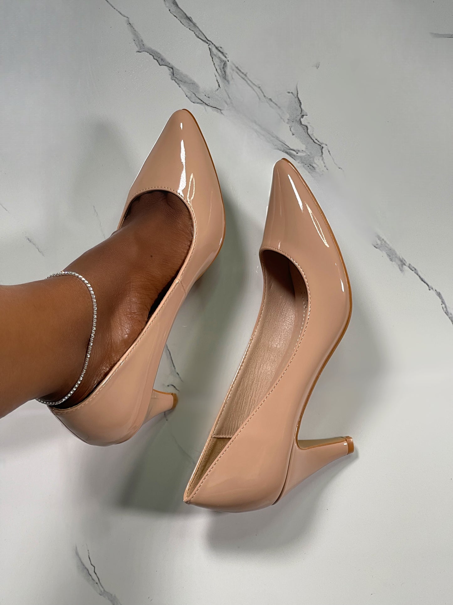 Laura Mid Toe Pumps-Beige