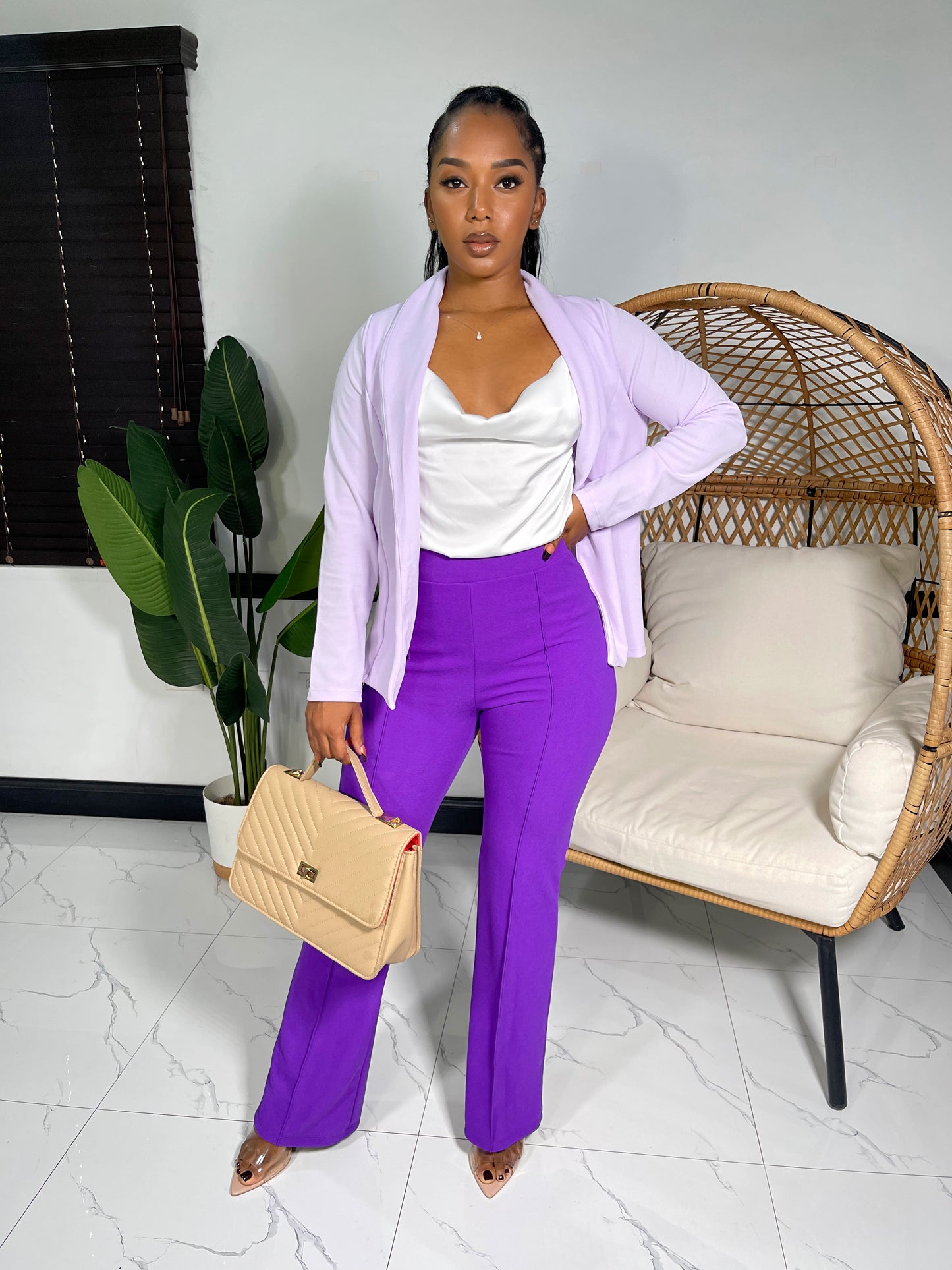 Sasha High Rise Dress Pants-New Purple