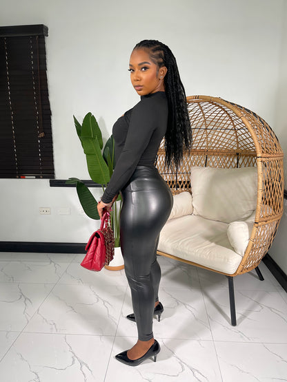 Next To Skin Faux Leather Leggings-Black(RESTOCKED)