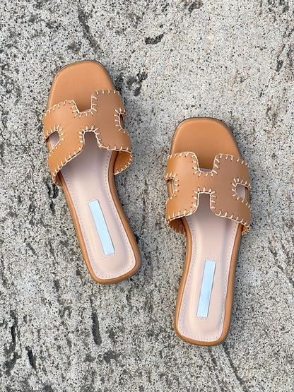 Abigail Slip On Sandals-Tan