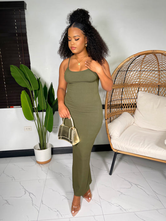 Fionna Cami Dress-Olive - Impoze Style™