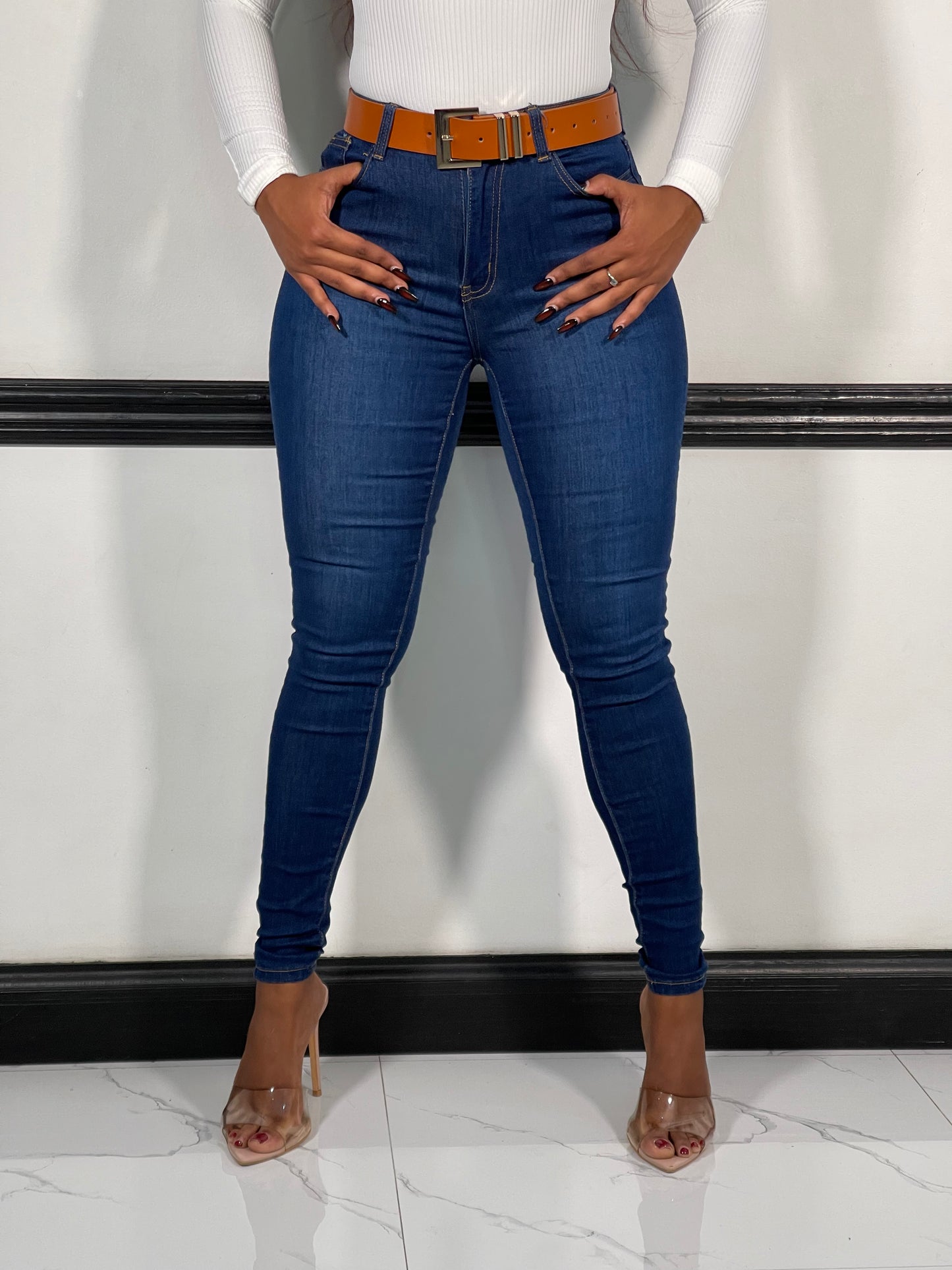 Yasmin High Waist Skinny Jeans-Indigo II